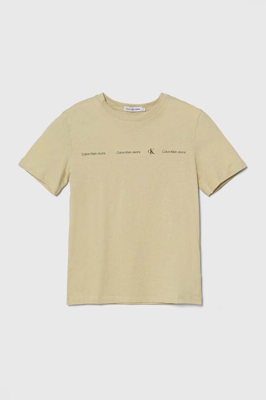 

Хлопковая футболка для детей Calvin Klein Jeans, бежевый