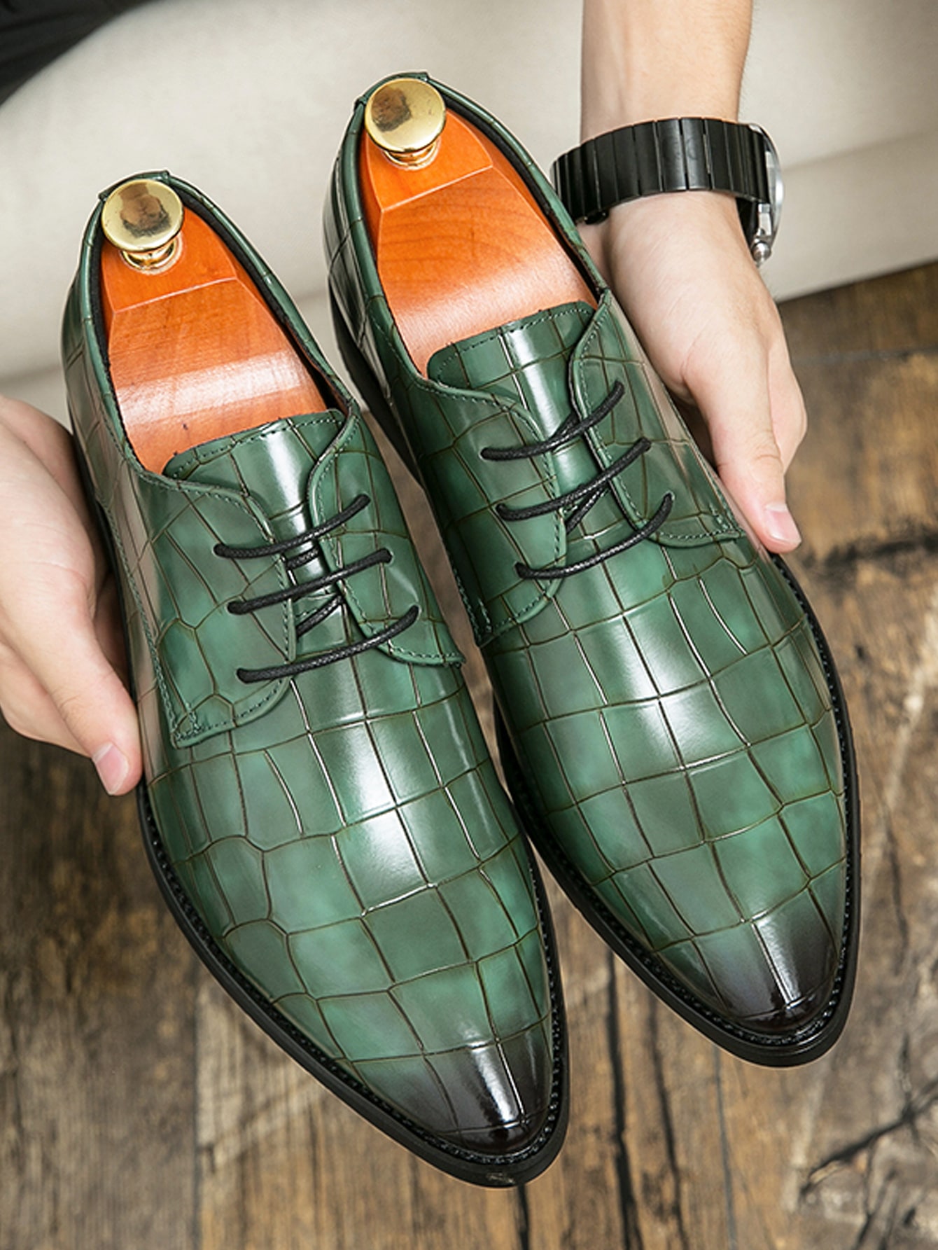 Мужские кожаные деловые туфли на шнуровке для офиса, зеленый мужские кожаные деловые туфли на шнуровке для офиса зеленый