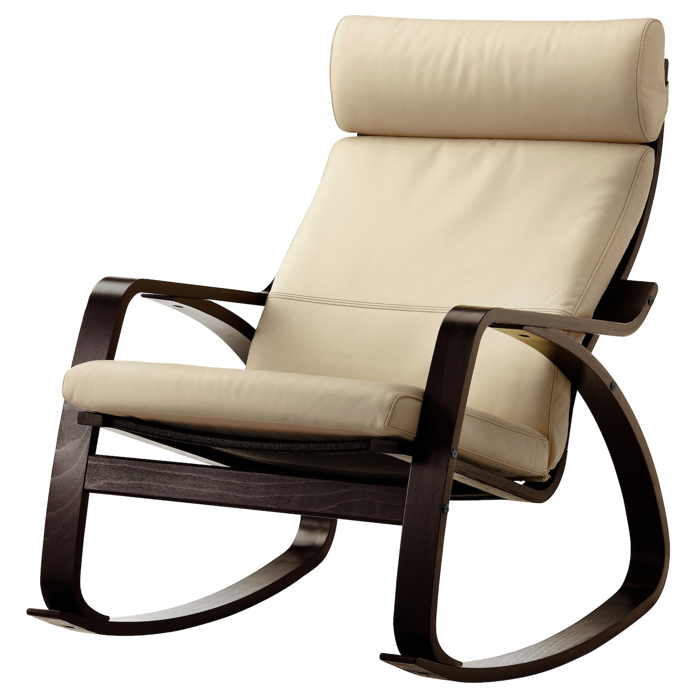 ПОЭНГ Кресло-качалка, черно-коричневый/Глянец кремовый POÄNG IKEA кресло для геймеров drift dr550 коричневый