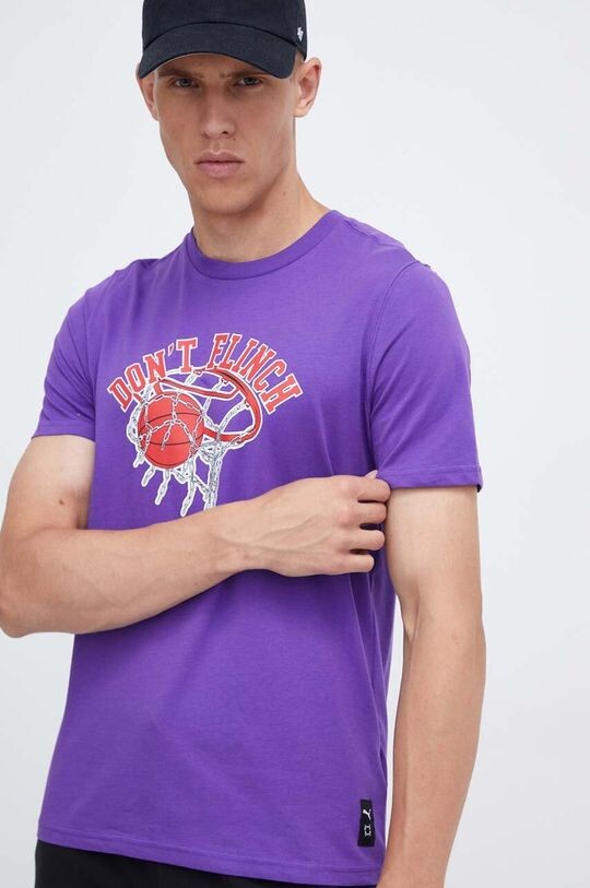 

Хлопковая футболка Puma, фиолетовый