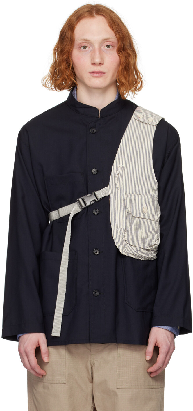 

Серо-белый жилет с плечами Engineered Garments