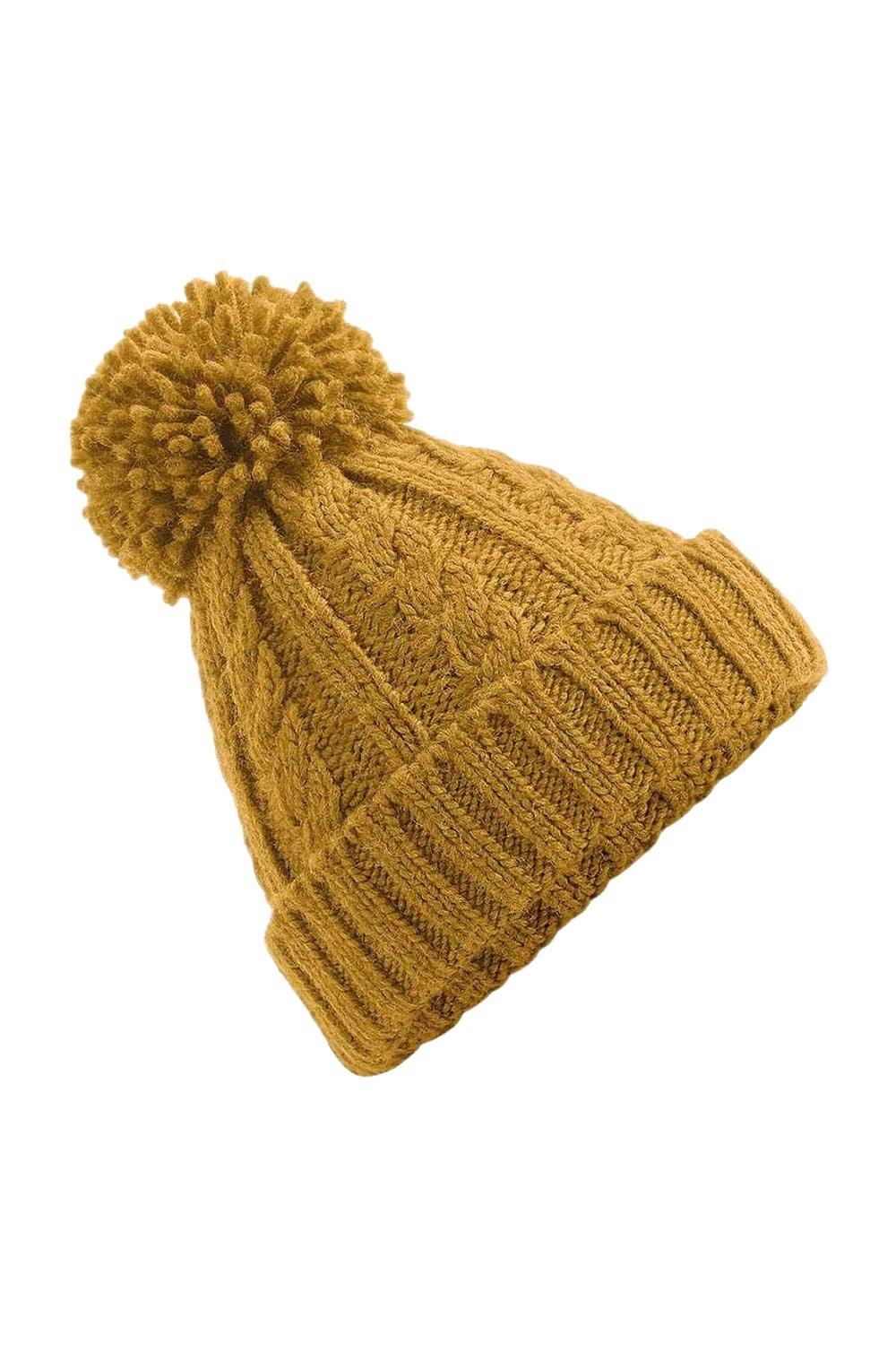 Меланжевая шапка косой вязки Beechfield, желтый