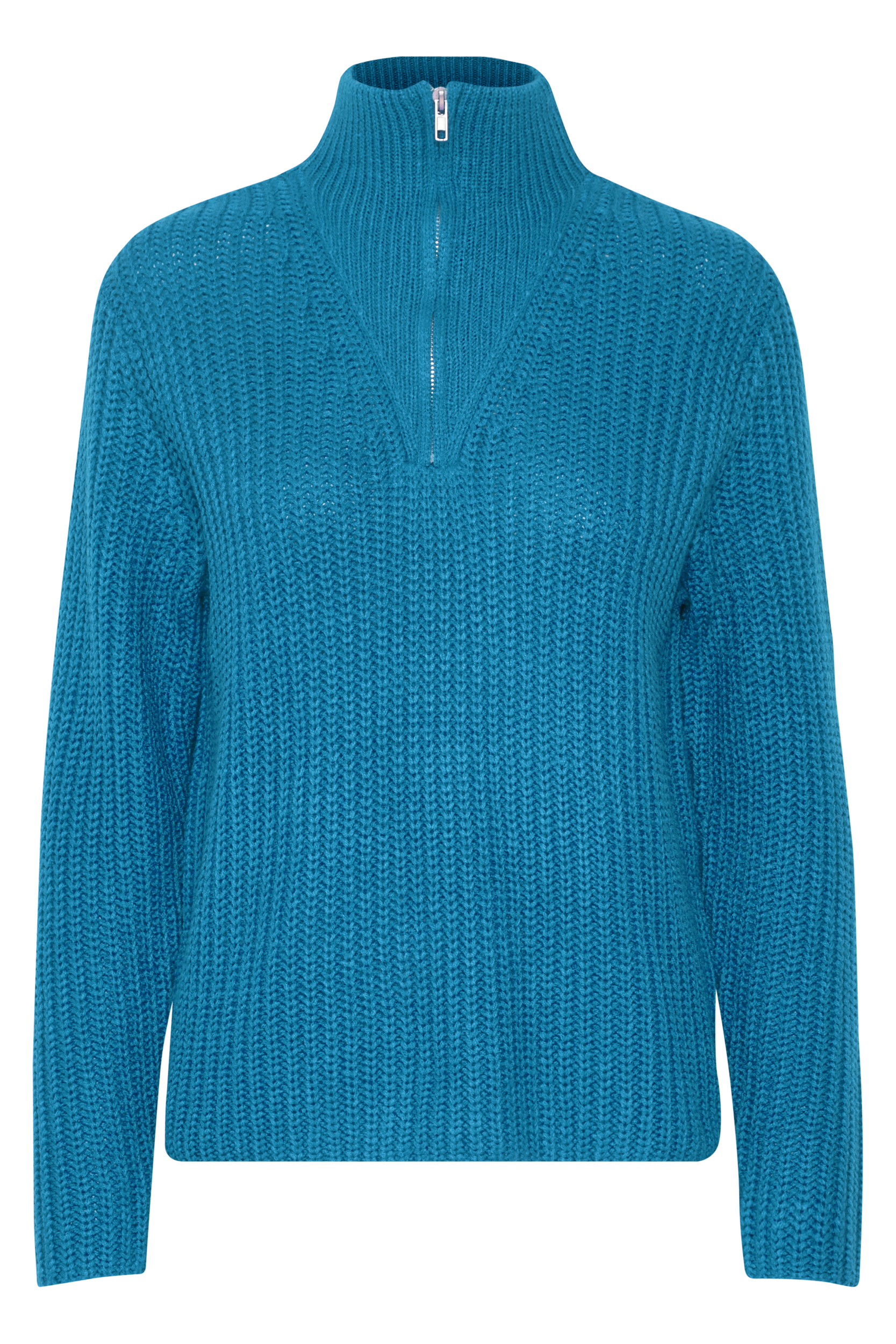 цена Свитер b.young Grobstrick Troyer Sweater mit Reißverschluss Kragen, синий