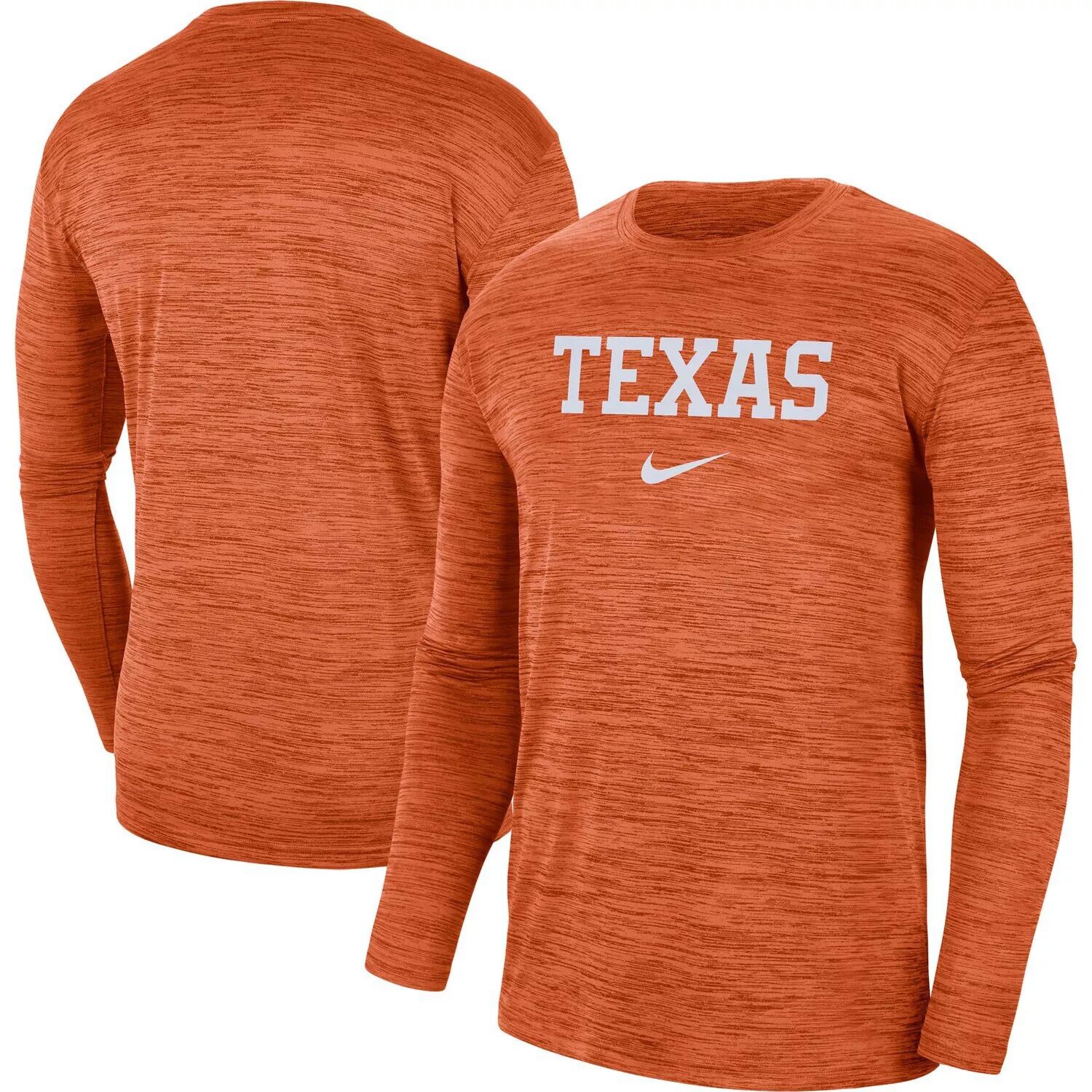 

Мужская оранжевая футболка Texas Longhorns Team Velocity Performance с длинным рукавом Nike, Оранжевый
