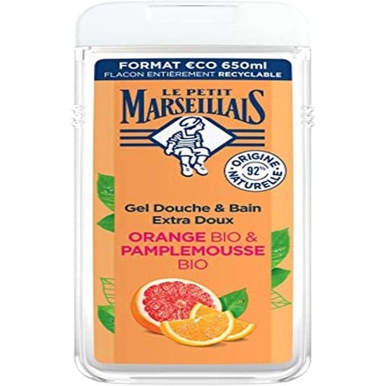 Органический гель для ванны и душа «Очень нежный апельсин и грейпфрут», 650 мл, Le Petit Marseillais гель для душа le petit marseillais апельсин и грейпфрут