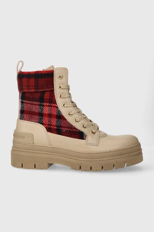 

Ботильоны FEMININE TARTAN LACE UP BOOTIE Tommy Hilfiger, бежевый