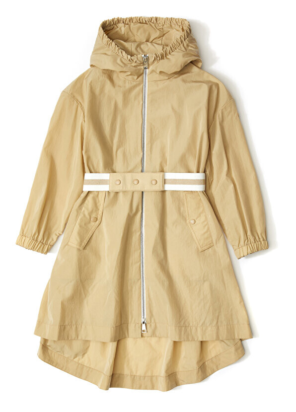 

Бежевое пальто с капюшоном для девочки Moncler