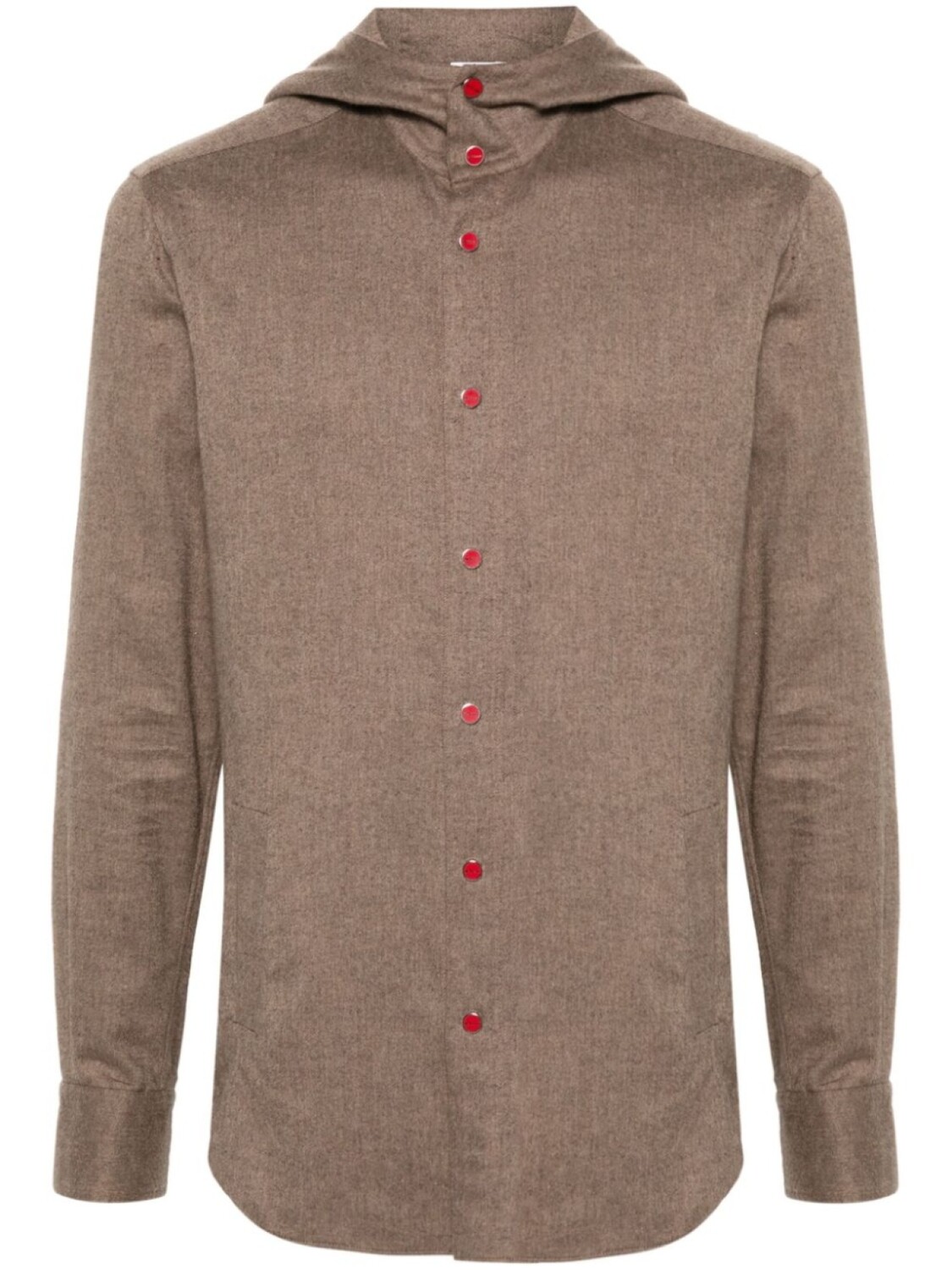 

Kiton рубашка из хлопковой фланели с капюшоном, коричневый