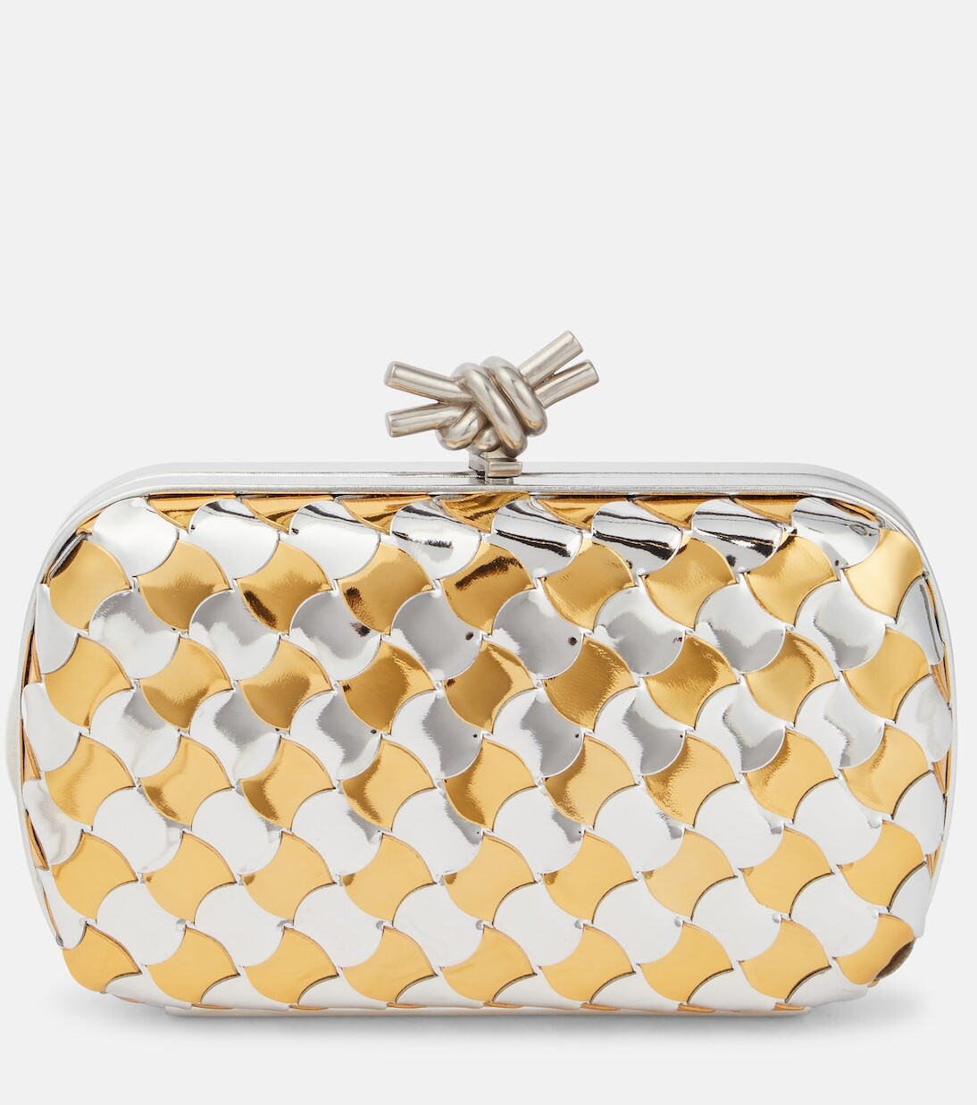 

Клатч из металлизированной кожи с узлом Bottega Veneta, металлический