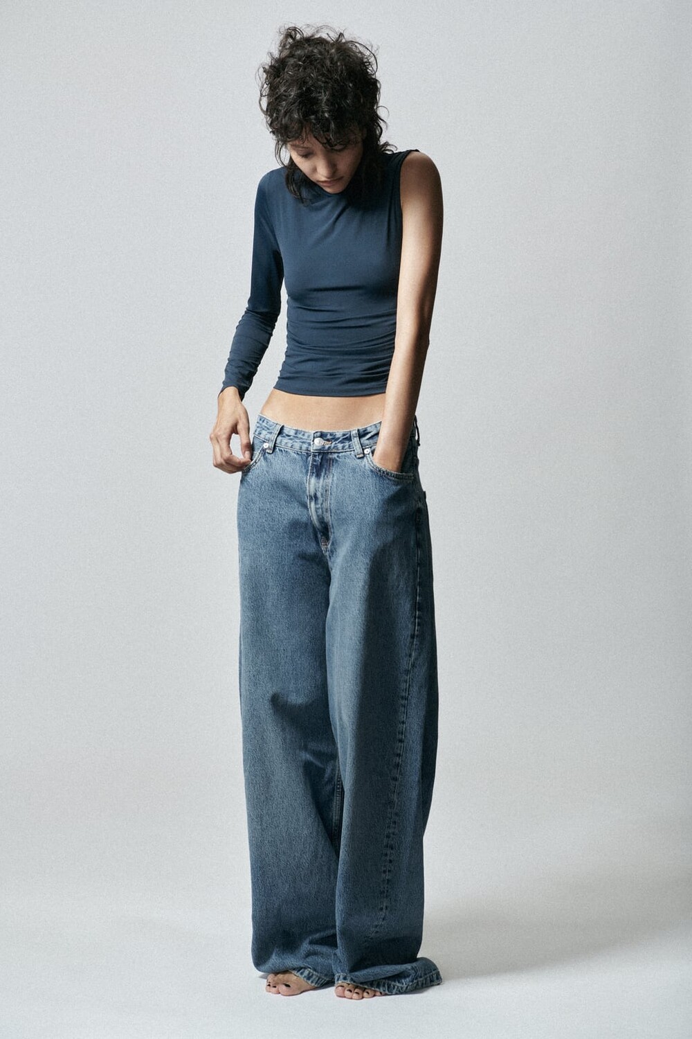 

Асимметричный топ ZARA, синий