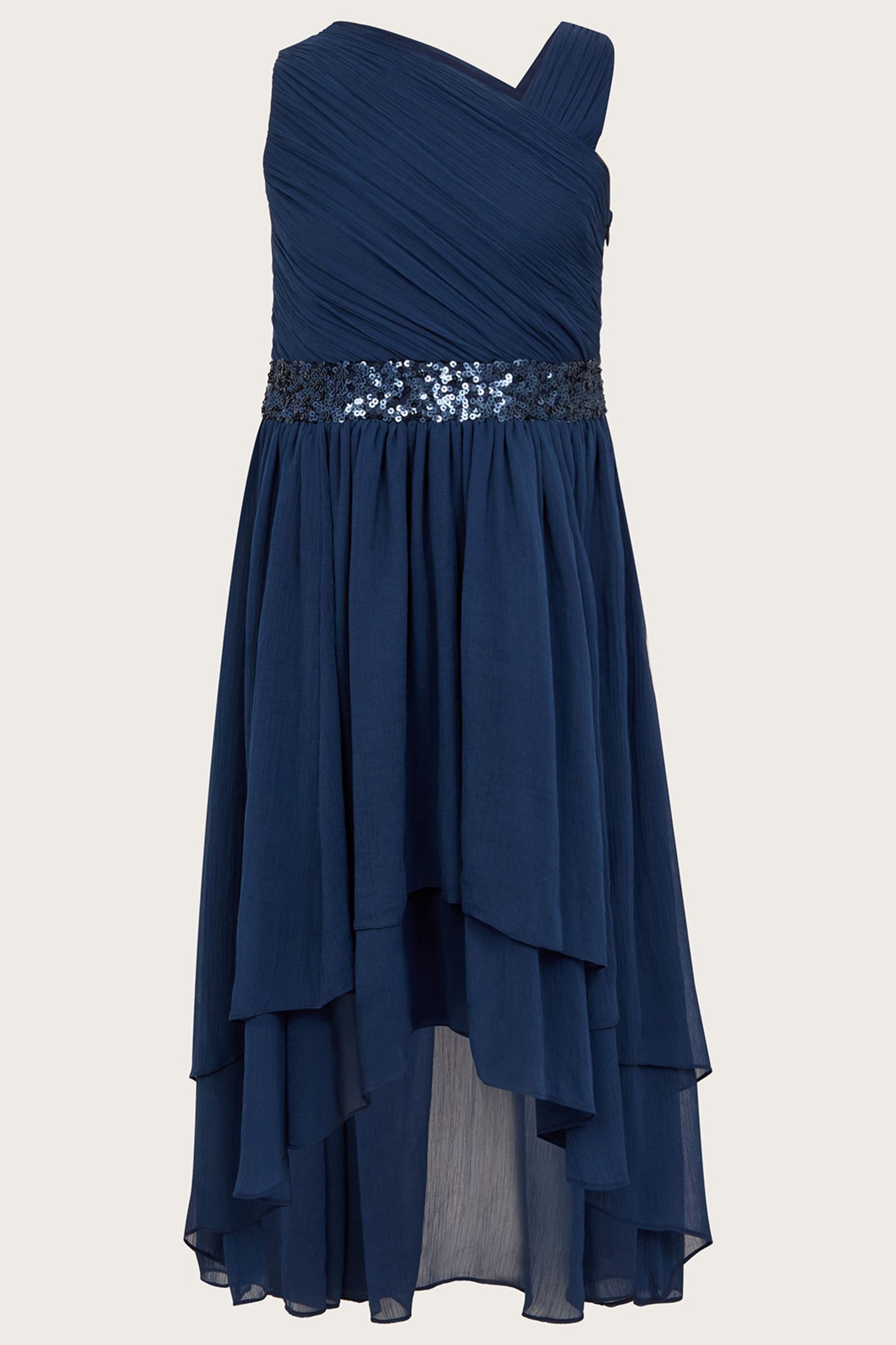 Синее выпускное платье Эбигейл на одно плечо Monsoon, синий