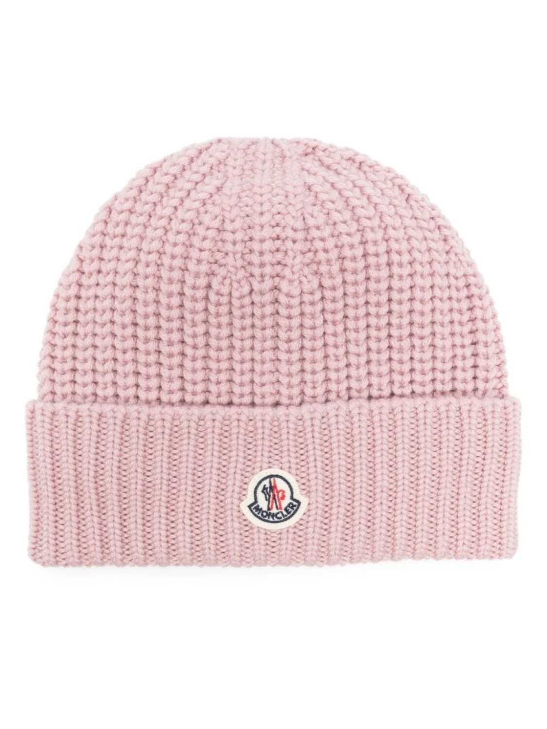 

Moncler шапка бини в рубчик с нашивкой-логотипом, розовый