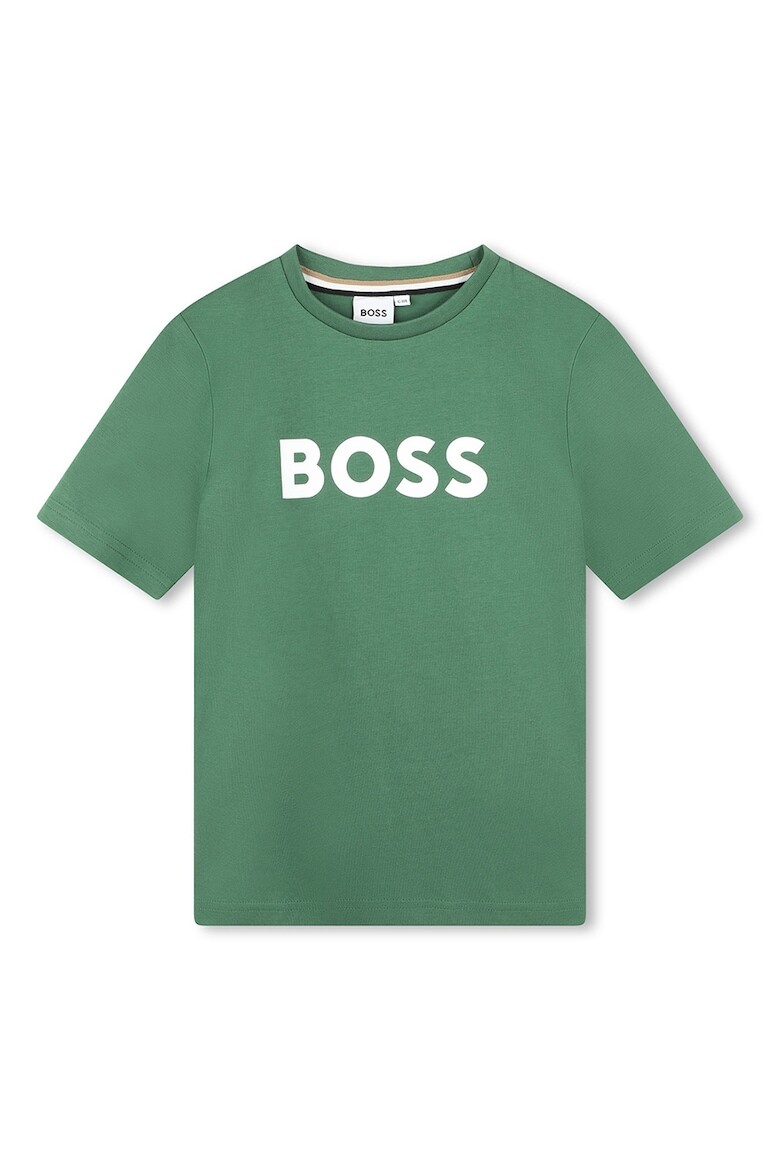 

Хлопковая футболка с логотипом Boss Kidswear, зеленый