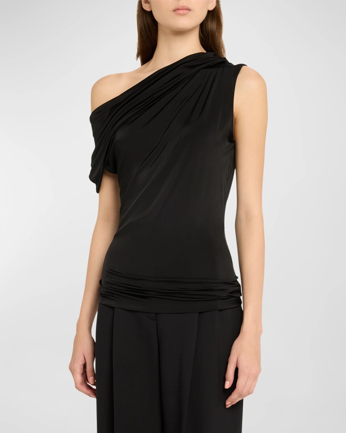 

Асимметричный топ на одно плечо с драпировкой Alexander McQueen, цвет Black