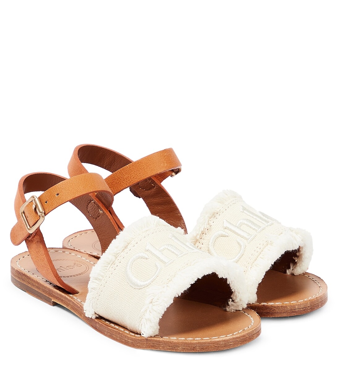 

Сандалии из парусины с кожаной отделкой Chloé, белый