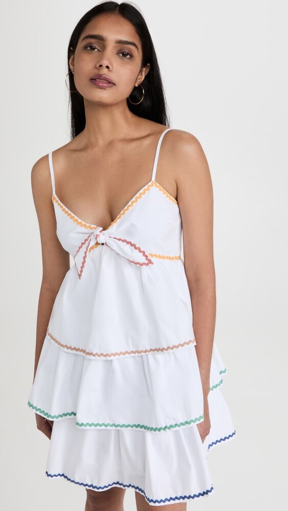 

Платье English Factory Colorblock Wave Trim 3 Tiered, белый