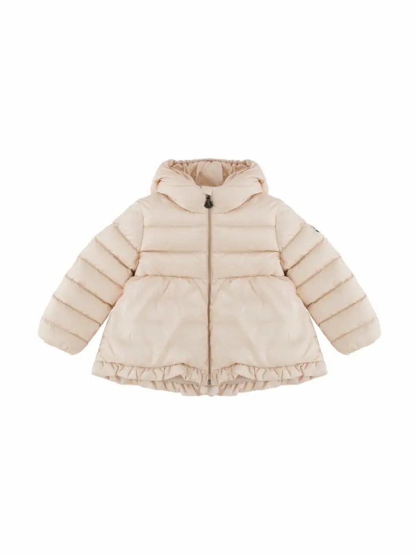 Стеганый пуховик с логотипом Moncler, розовый