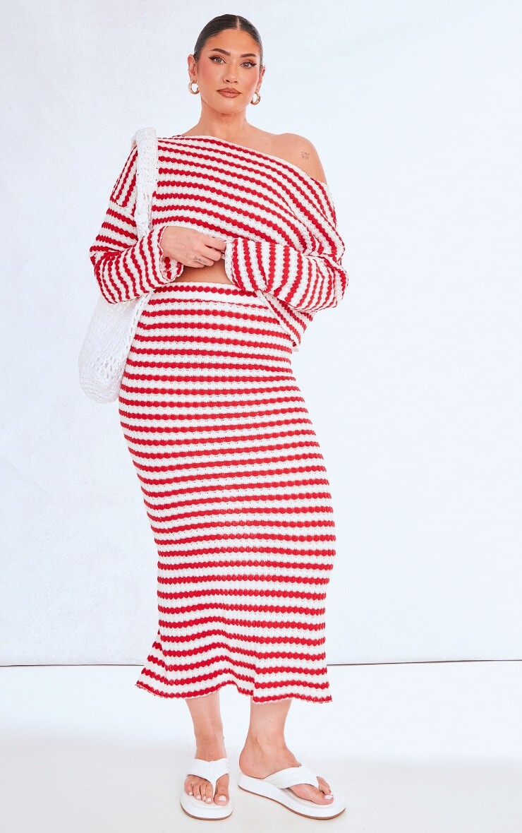 

PrettyLittleThing Плюс красная длинная юбка крючком