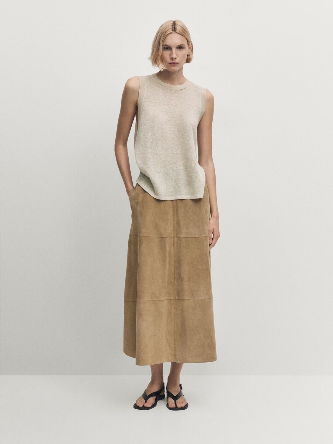 

Топ без рукавов с вырезом Massimo Dutti, желтый