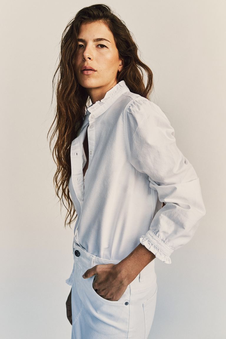 Оксфордская блузка с воланами H&M, белый фото