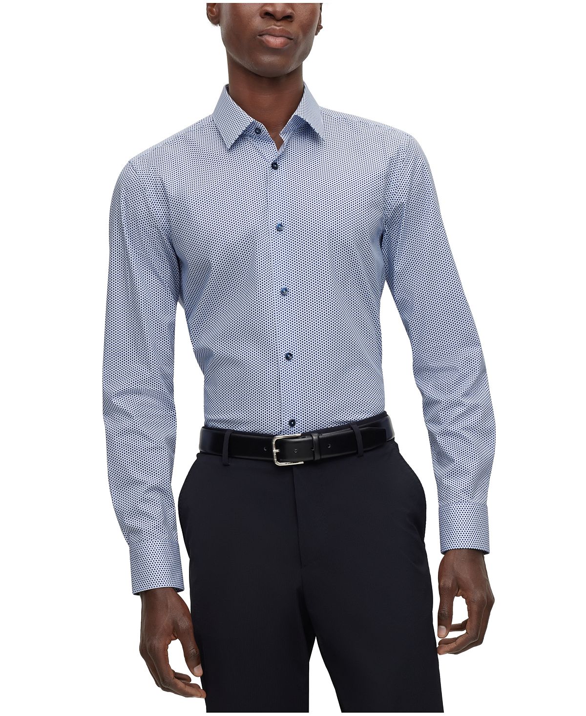Мужская рубашка узкого кроя с принтом Hugo Boss