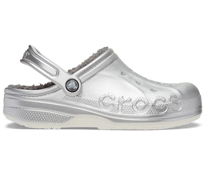 

Сабо на подкладке с принтом Baya Crocs женские, цвет Silver Metallic