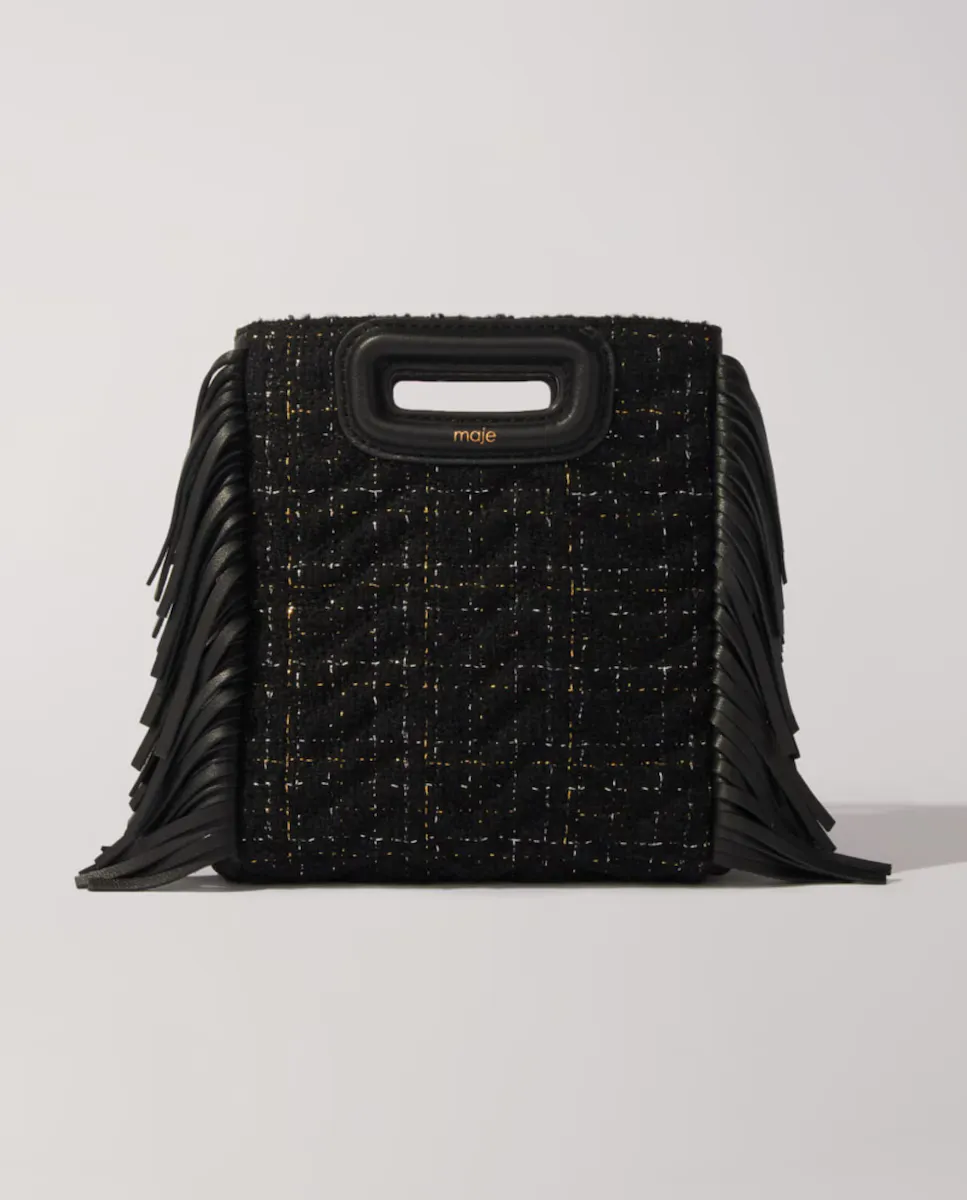

Стеганая твидовая сумочка M mini Maje, цвет Negro