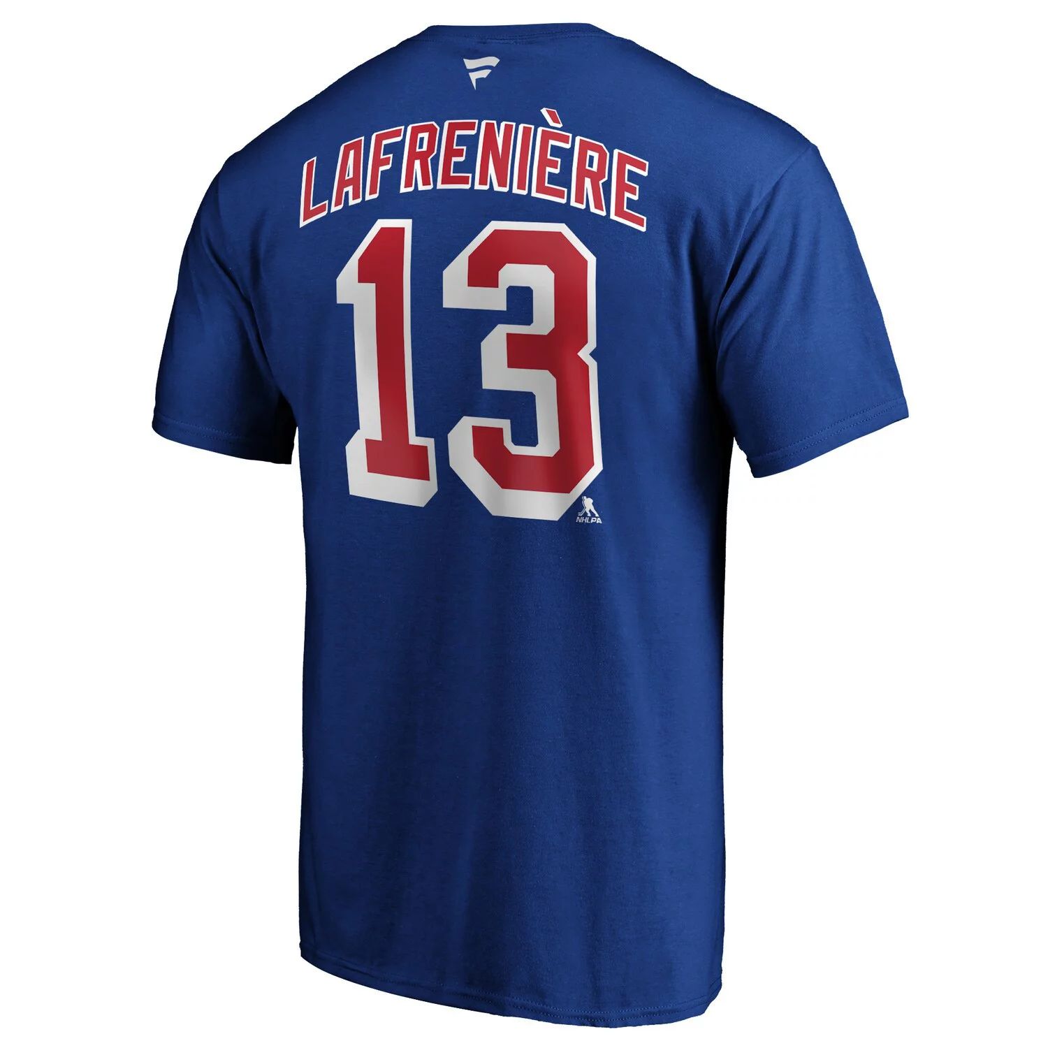 Мужская синяя футболка с фирменным знаком Alexis Lafrenière New York Rangers с аутентичным именем и номером Stack Fanatics