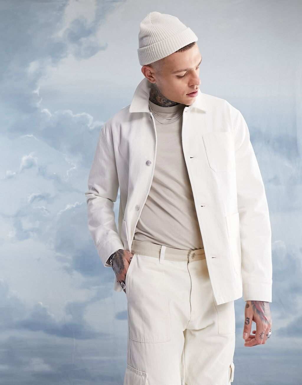 

Рабочая куртка стираного цвета экрю ASOS DESIGN