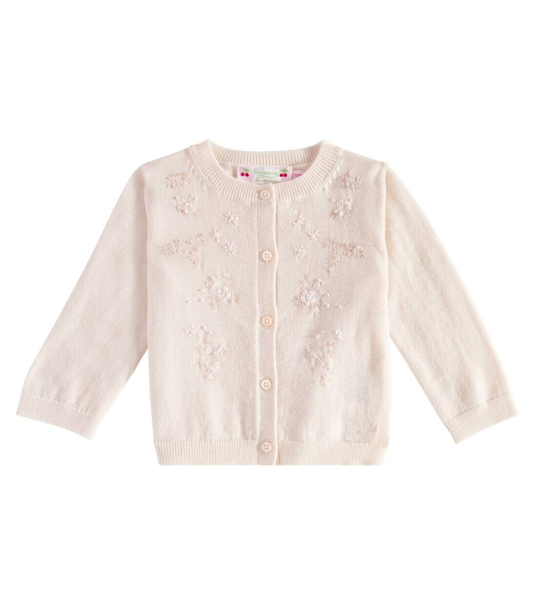 

Шерстяной кардиган с вышивкой Baby Claudie Bonpoint, цвет upb ecru
