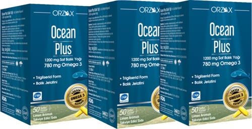 Рыбий жир Ocean Plus 1200 мг, 50 капсул, 3 шт. ORZAX