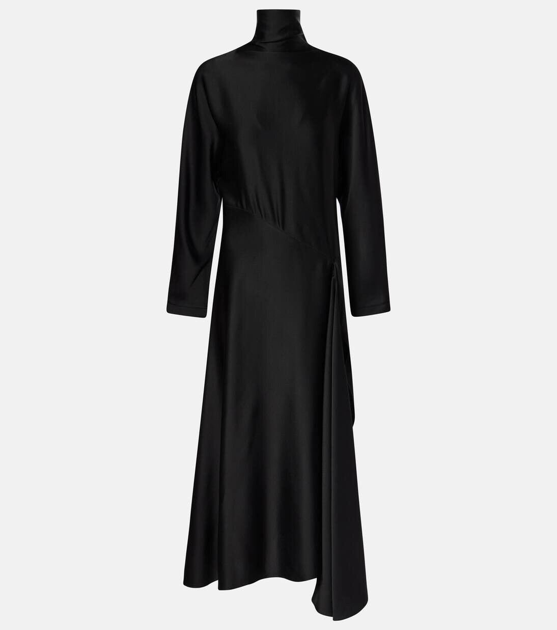 

Асимметричное атласное платье миди Alaïa, цвет noir alaia