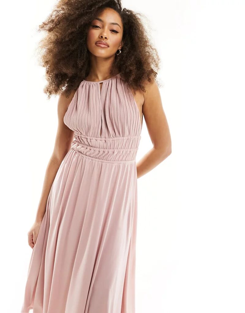 цена Розовое плиссированное платье макси с бретельками Y.A.S Bridesmaid