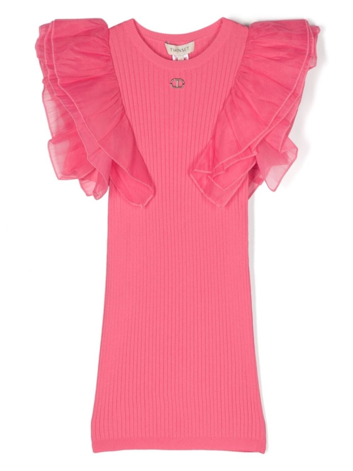 

Платье с оборками и логотипом TWINSET Kids, розовый