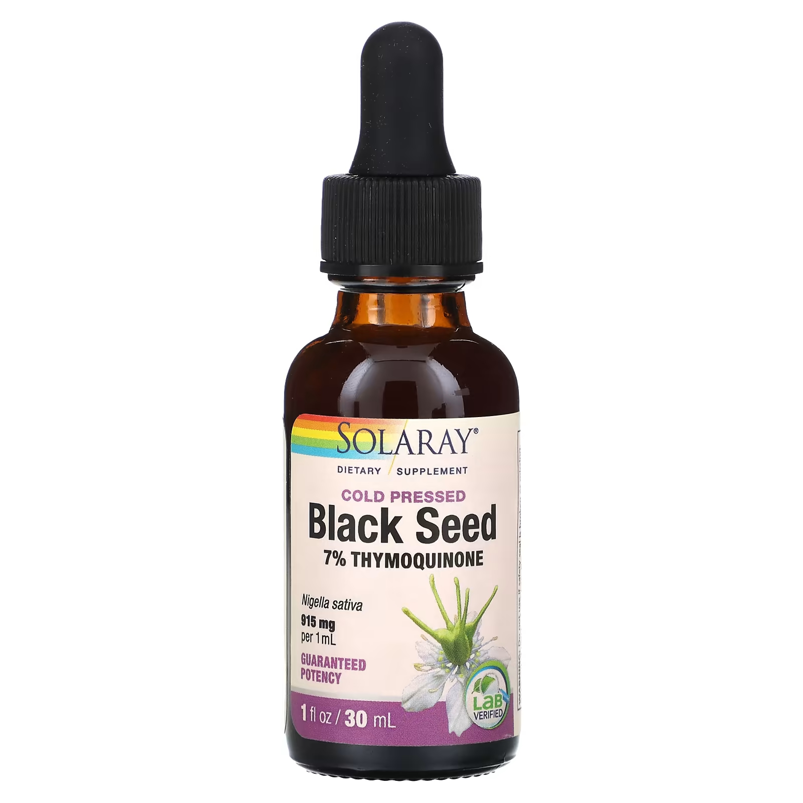 100% чистое масло семян черного тмина amazing herbs black seed холодного отжима 30 мл Масло черного тмина холодного отжима Solaray, 30 мл