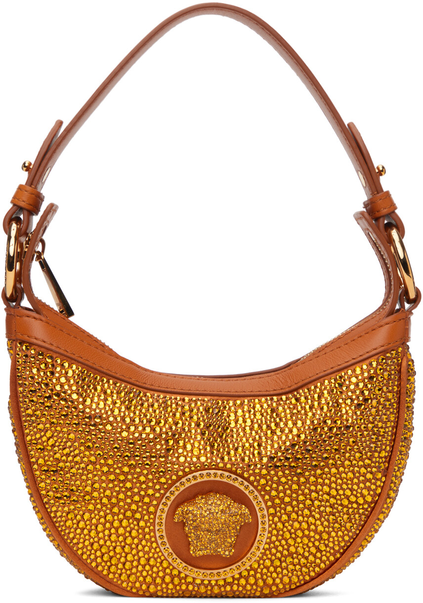

Золотая мини-сумка с повторяющимся узором Versace