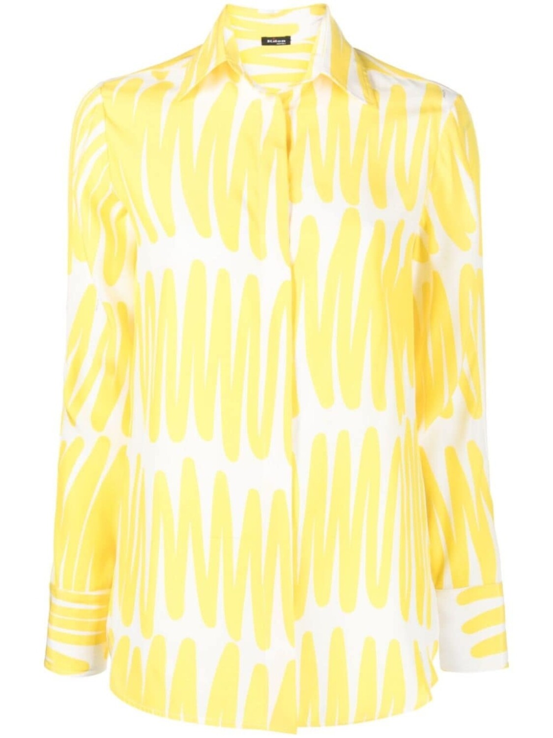 

Kiton шелковая рубашка с узором зигзаг, желтый