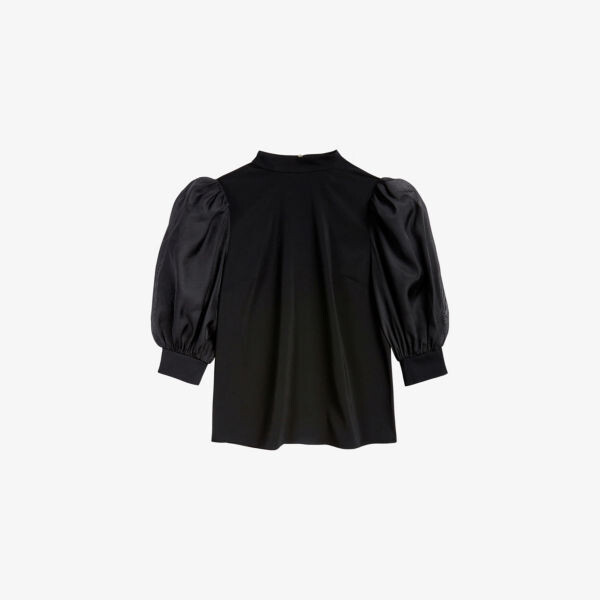 

Топ из органзы с объемными рукавами и круглым вырезом Ted Baker, черный