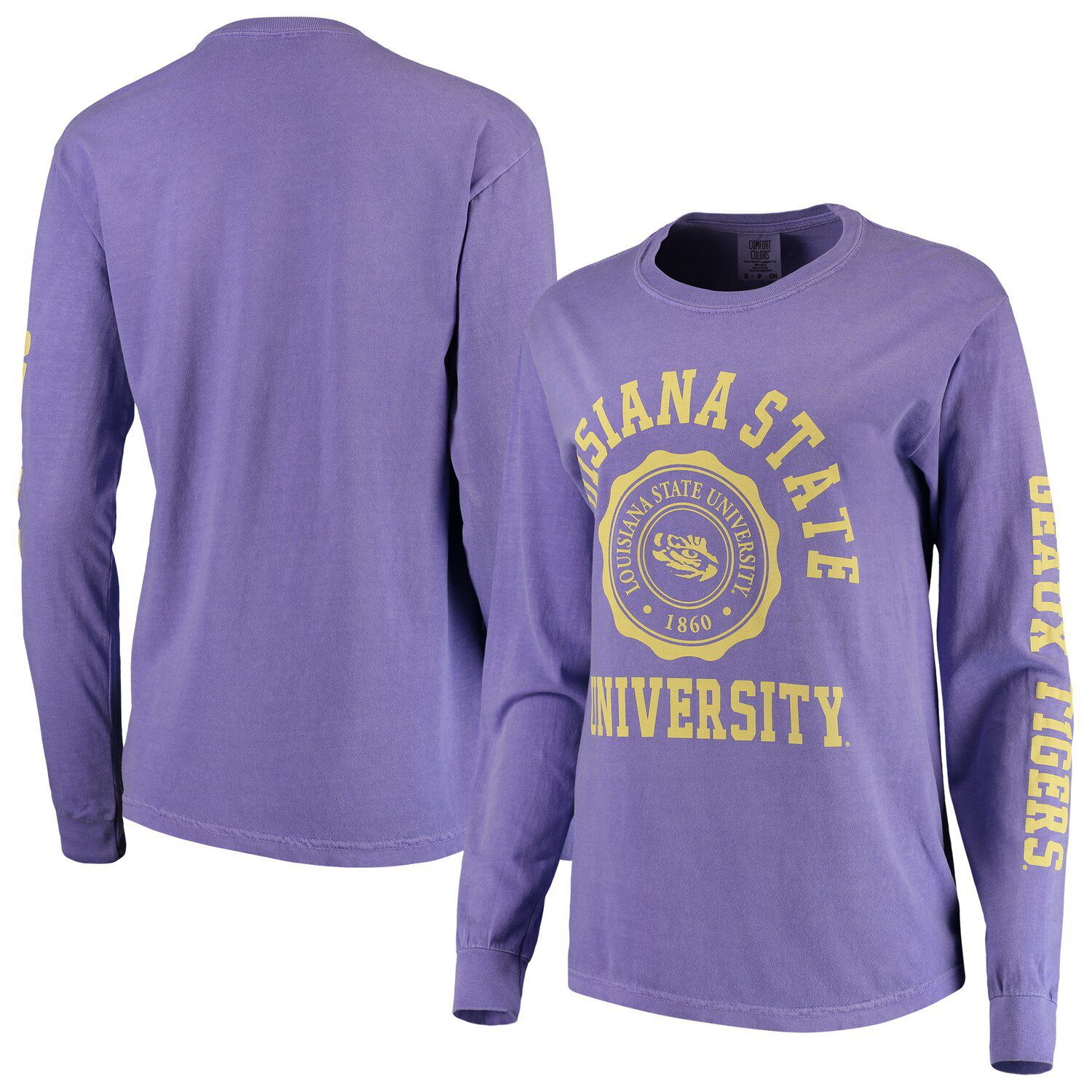 

Женская фиолетовая футболка LSU Tigers Oversized Comfort Colors с длинными рукавами и печатью университета, Фиолетовый