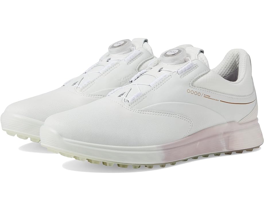 Кроссовки ECCO Golf S-Three Boa GORE-TEX Waterproof Golf Hybrid Golf Shoes, цвет White/Delicacy/White Steer Leather/Steer Leather/Textile