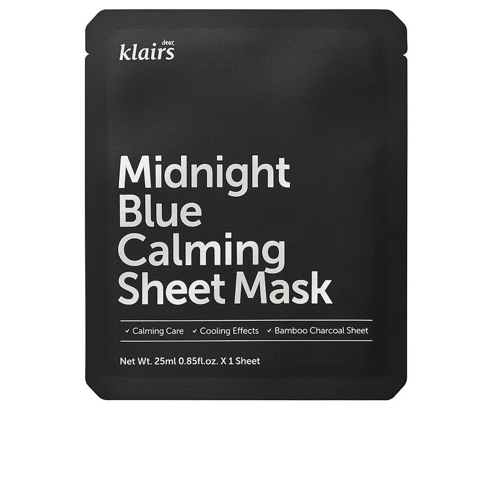 Маска для лица Midnight blue calming sheet mask Klairs, 25 мл очищающая тканевая маска с бамбуковым углем cettua