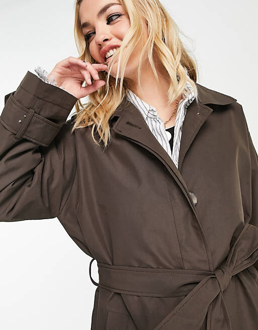 

Шоколадный тренч-бойфренд ASOS DESIGN