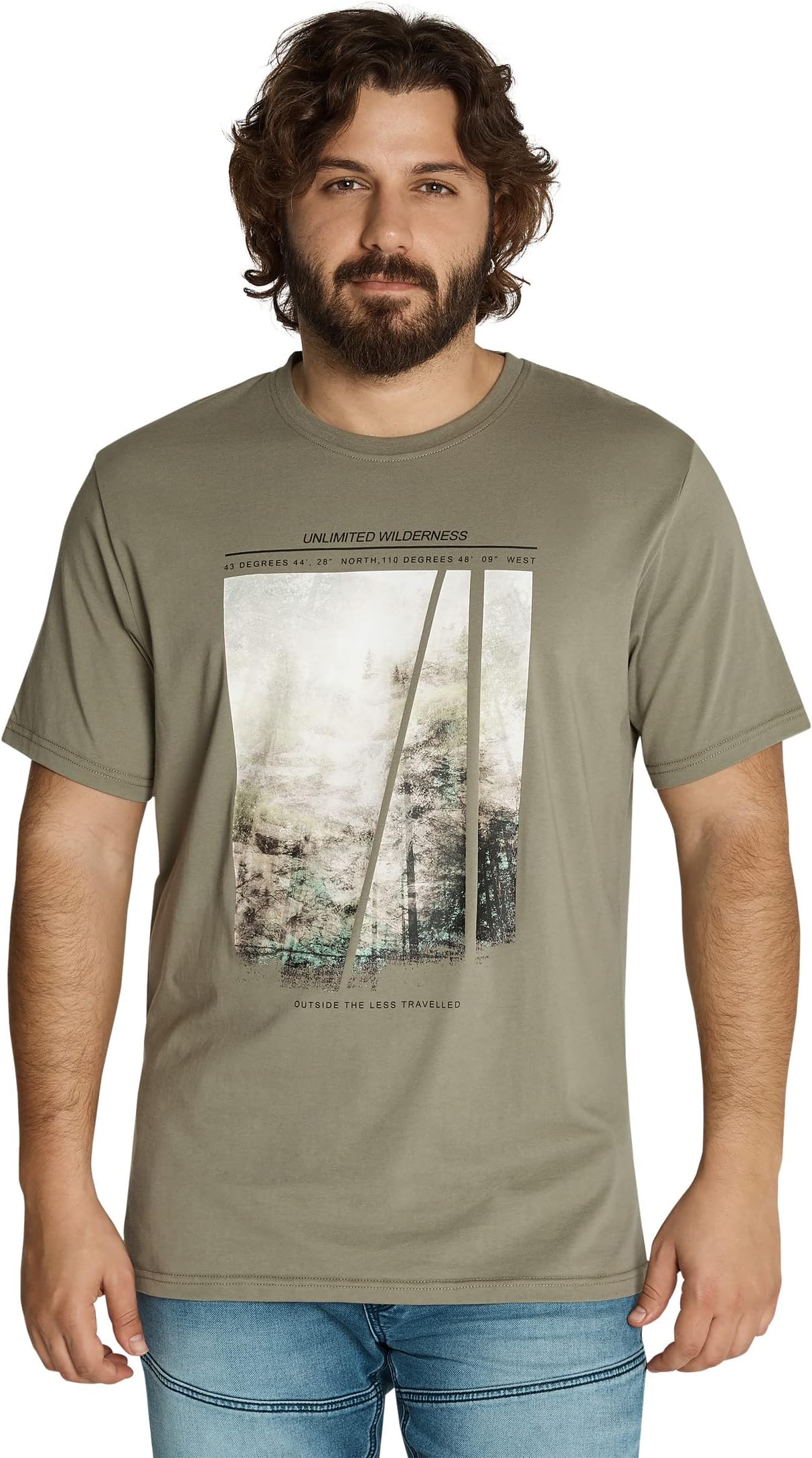 

Футболка Johnny Bigg Big & Tall Wilderness Print Crew Tee, цвет Sage