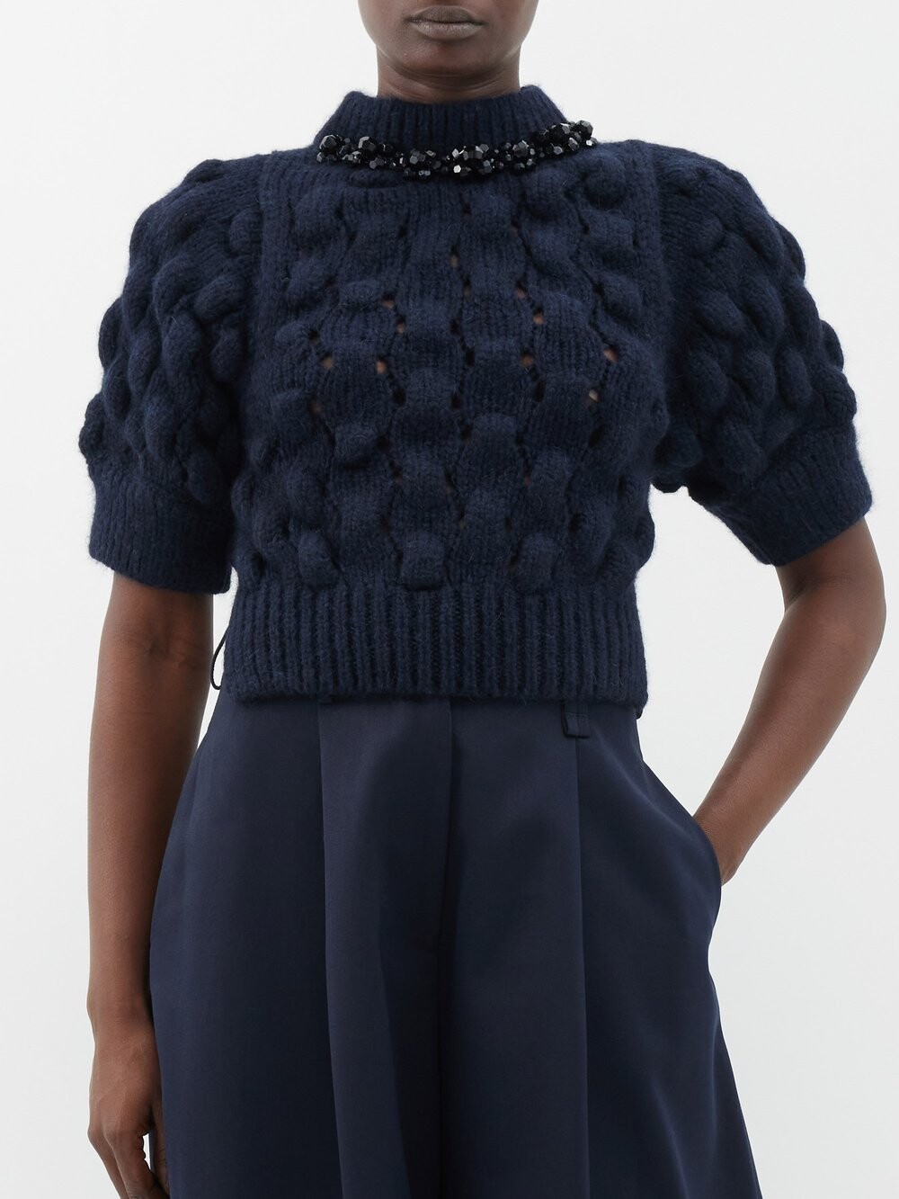 

Свитер из альпаки, украшенный кристаллами Simone Rocha, синий