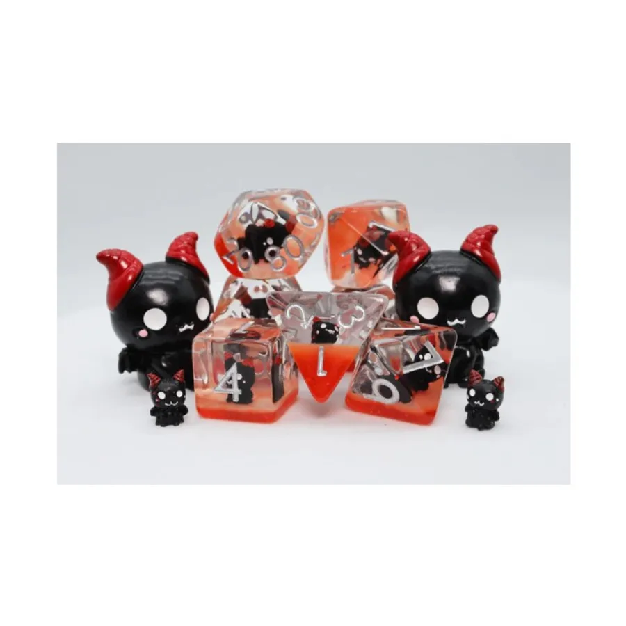 

Набор Poly — Baby Fiend с серебром (7), Dice Sets - Resin/Acrylic - Red, Orange, Yellow, & Pink (Foam Brain Games)