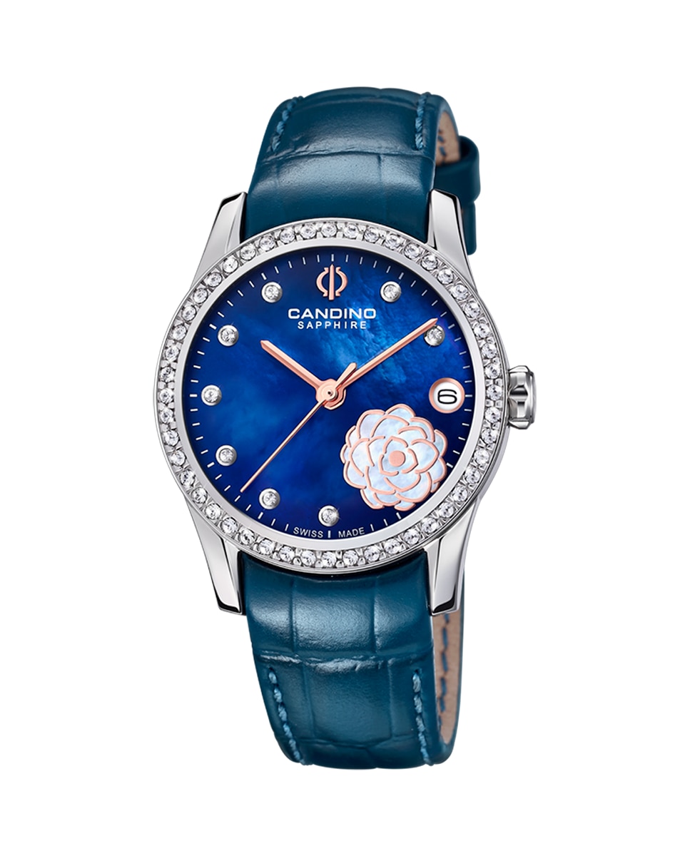 C4721/3 Newness синие кожаные женские часы Candino, синий часы candino c4634 2