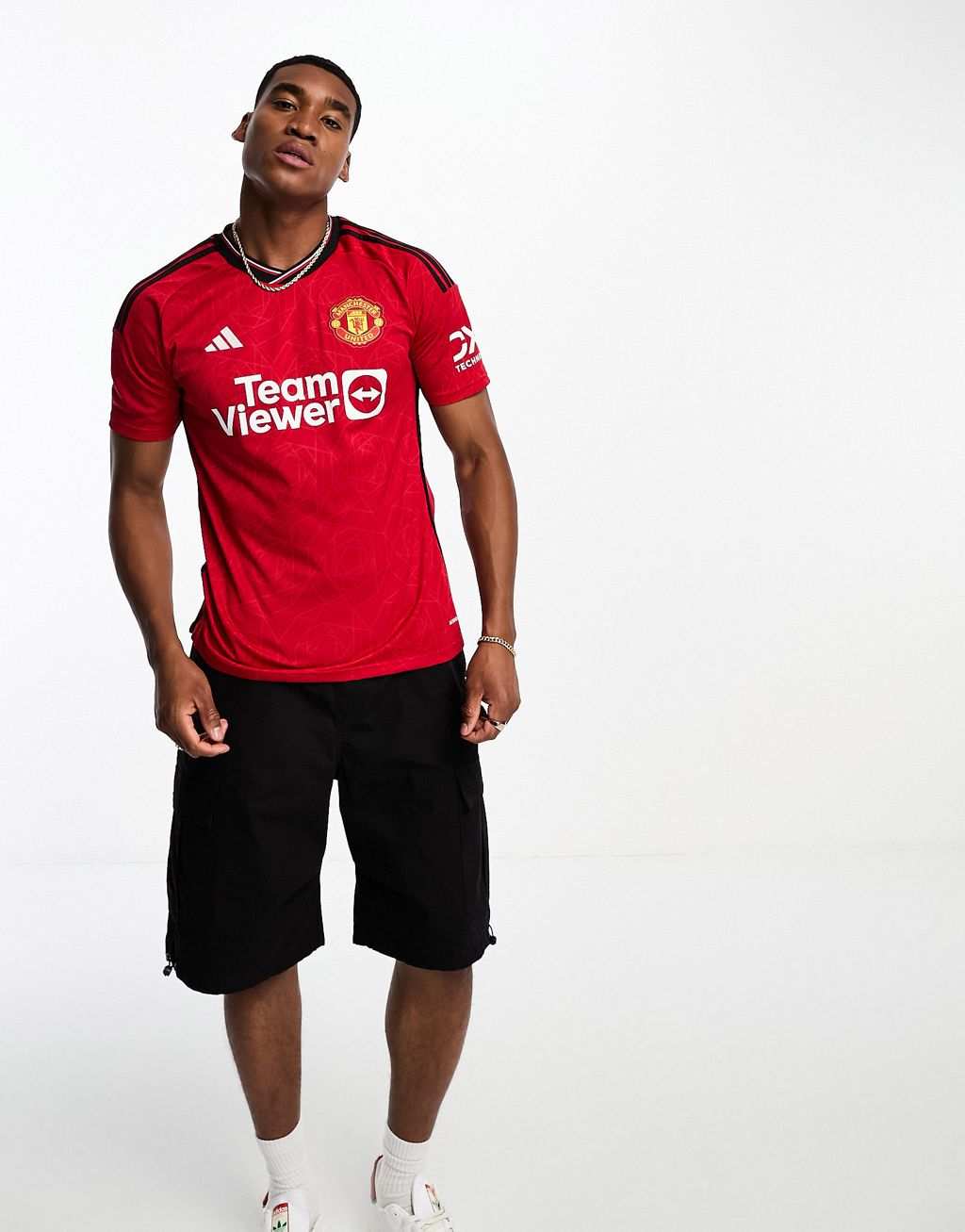 Красная домашняя футболка унисекс adidas Football Manchester United FC 2023/24