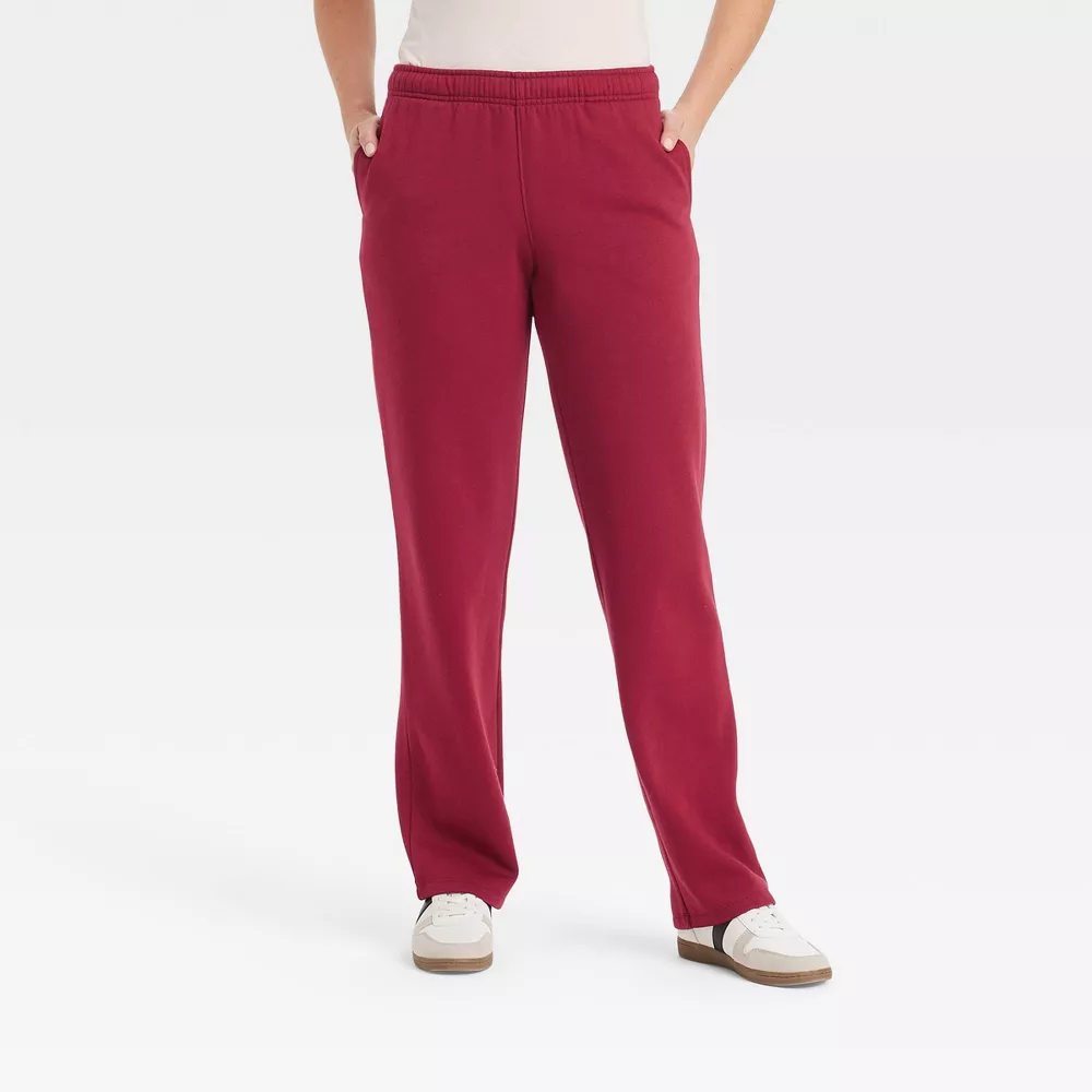 

Женские спортивные штаны Leisure Studio средней посадки, прямые, трикотажные Universal Thread, цвет Maroon