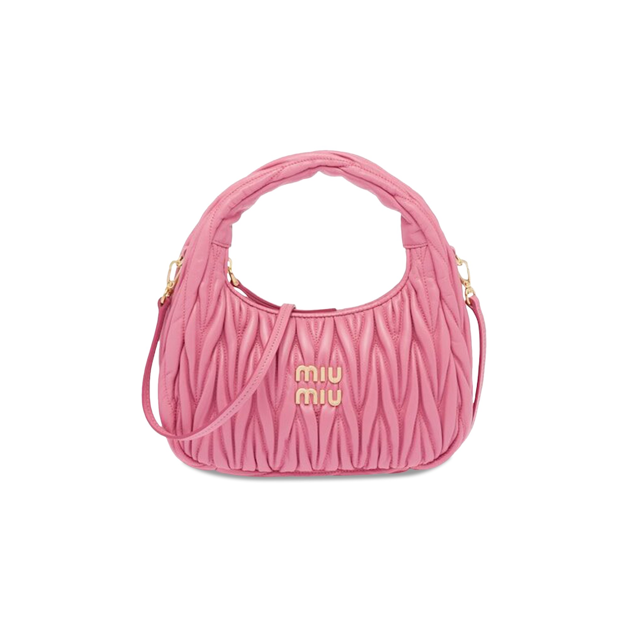 

Мини-сумка-хобо из кожи наппа Miu Miu Wander Matelasse Begonia Pink