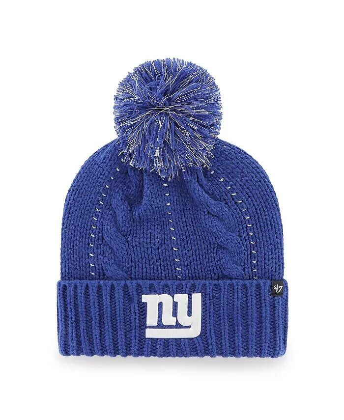 

Женская вязаная шапка с манжетами и помпоном Royal New York Giants Bauble '47 Brand, синий